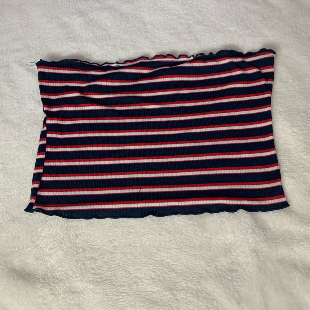 Worn, red/white/blue Tube top